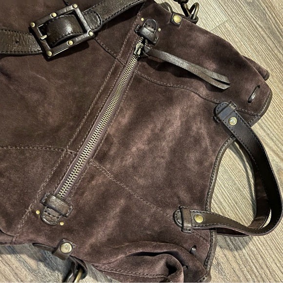 Lucky Brand Suede Brown Leather Crossbody Bag - Picture 7 of 9